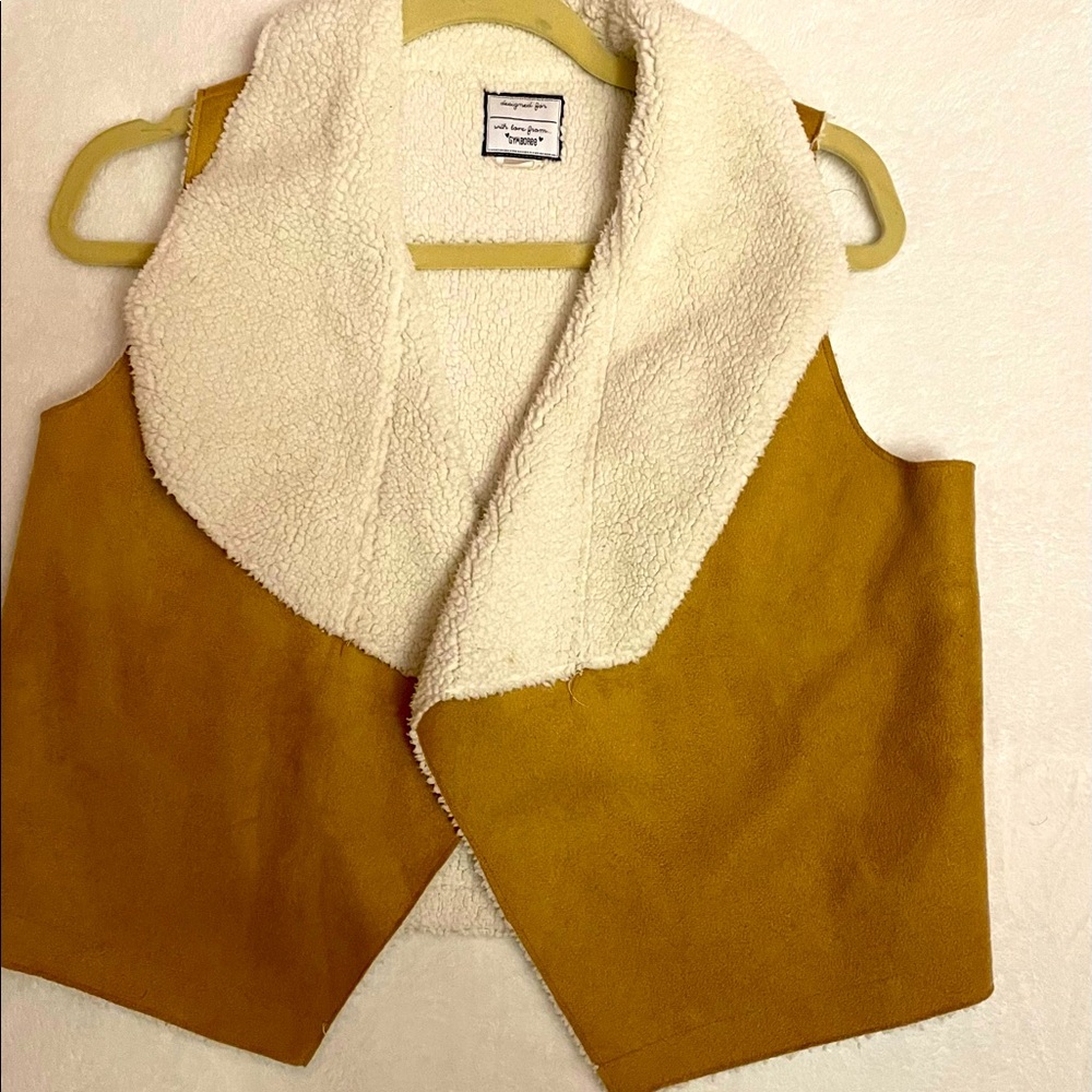 Gymboree Girls Tan Suede Sherpa Vest (Size 14)